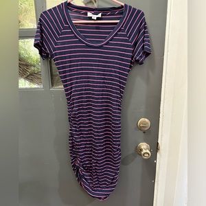 Navy blue and pink striped t-shirt dress NWOT NEVER WORN